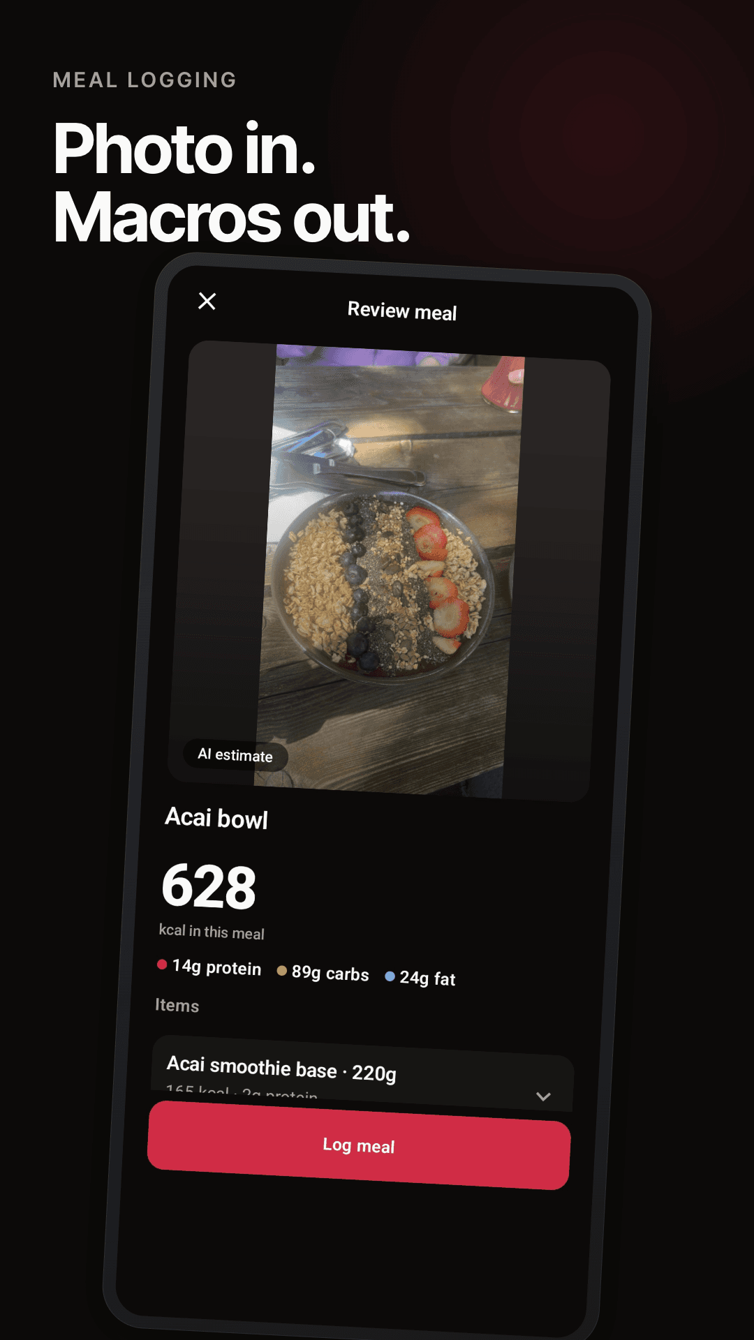 Meal logging by photo, voice, or text